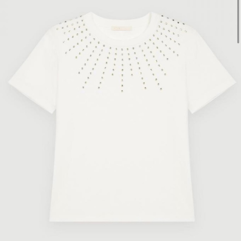 Maje Rhinestone T-Shirt Size 1 NWT